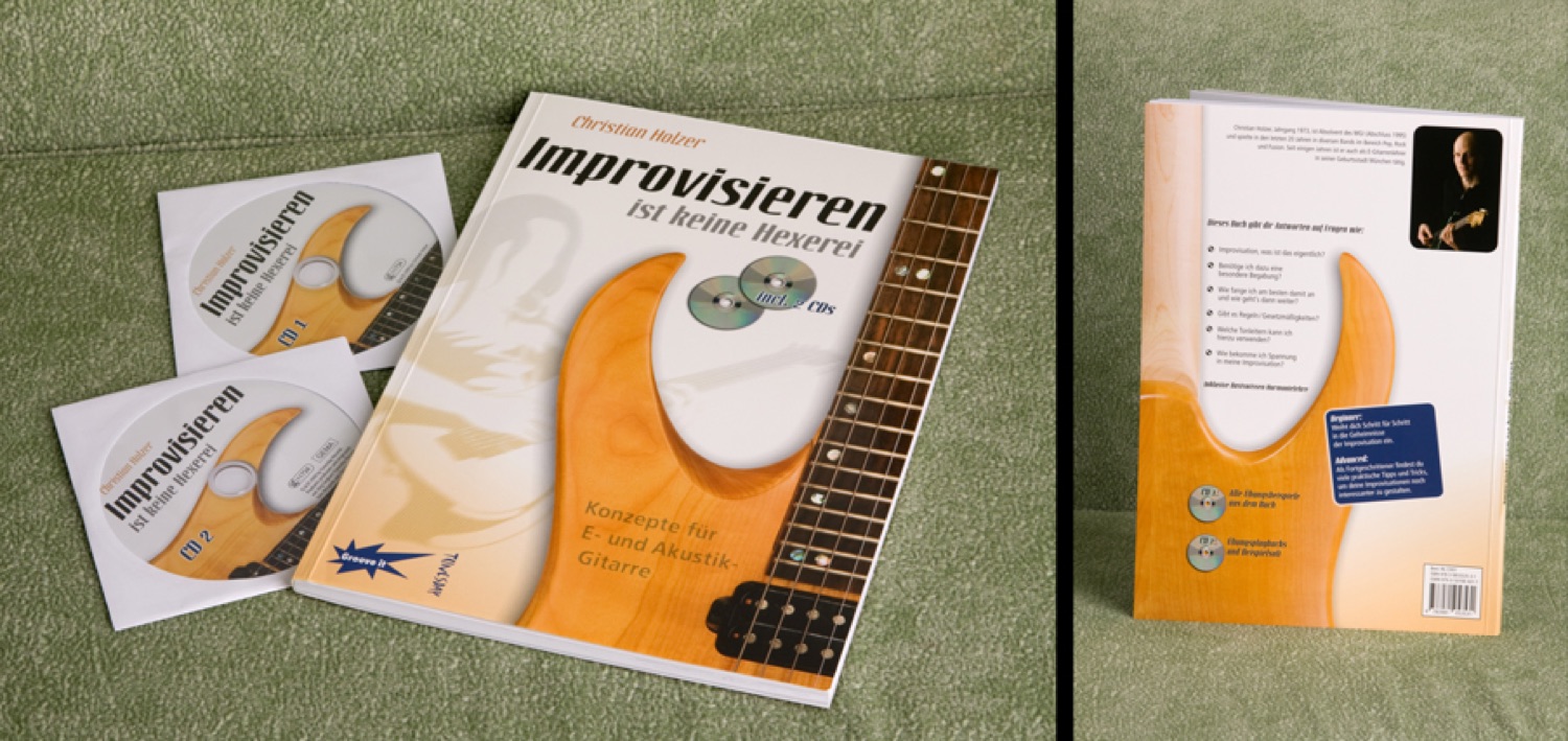 My guitar photograph licensed for the cover of the German guitar method book 'Improvisieren ist keine Hexerei' by Christian Holzer
