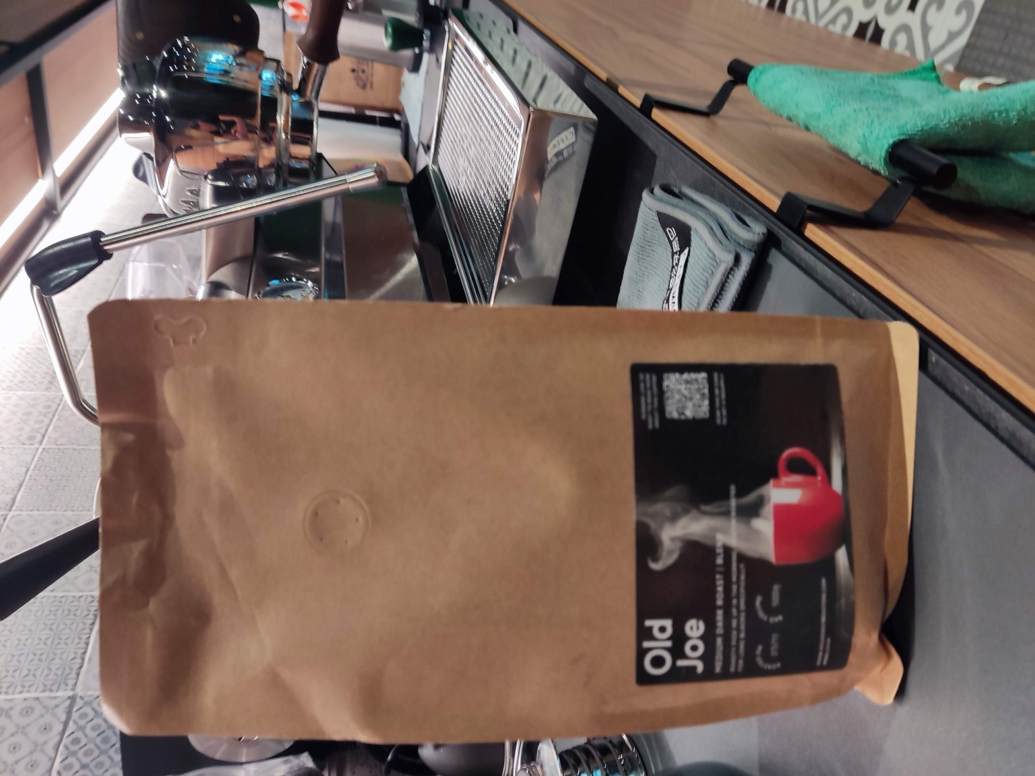 My red-kettle and steam photograph used on the label of 'Old Joe' specialty coffee beans